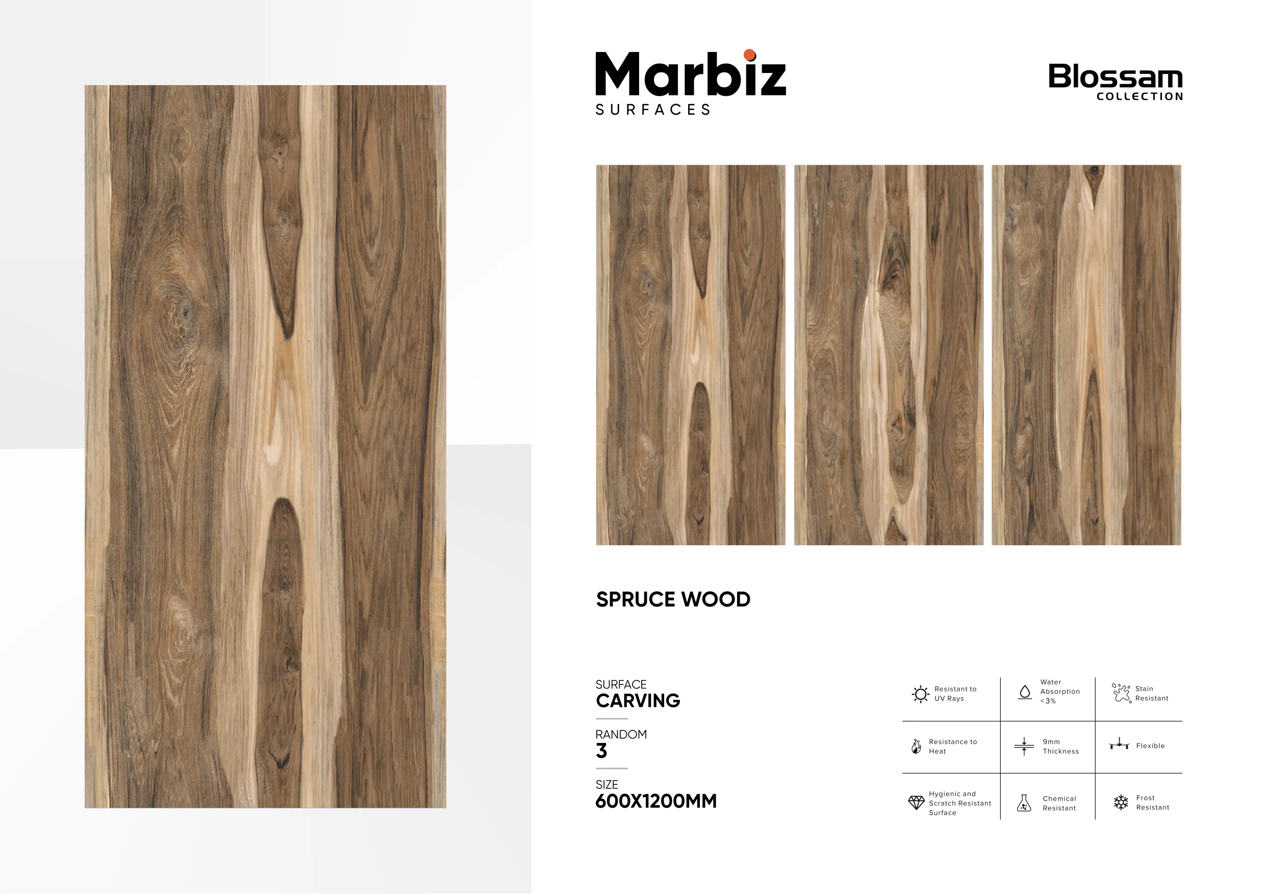 Blossam 600x1200mm Wood Carving - Design 101 - 600x1200mm Carving
