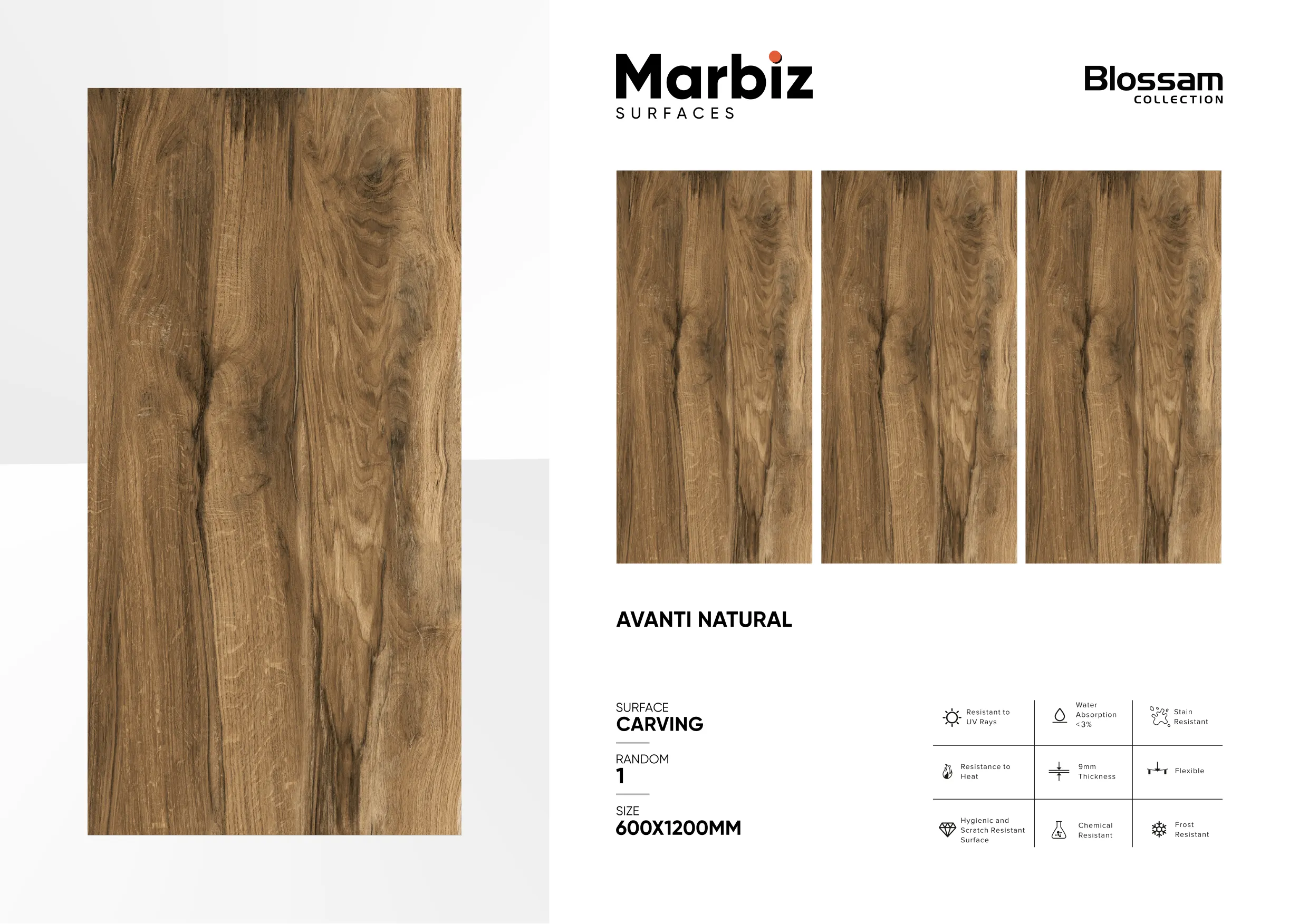 Blossam 600x1200mm Wood Carving - Design 111 - 600x1200mm Carving