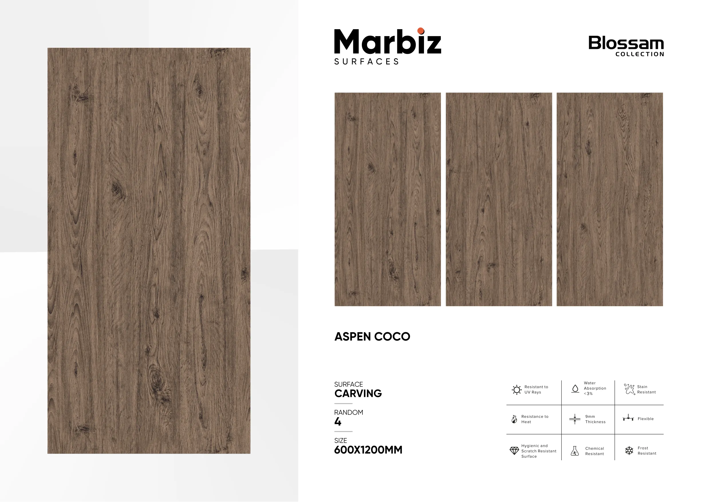 Blossam 600x1200mm Wood Carving - Design 17 - 600x1200mm Carving