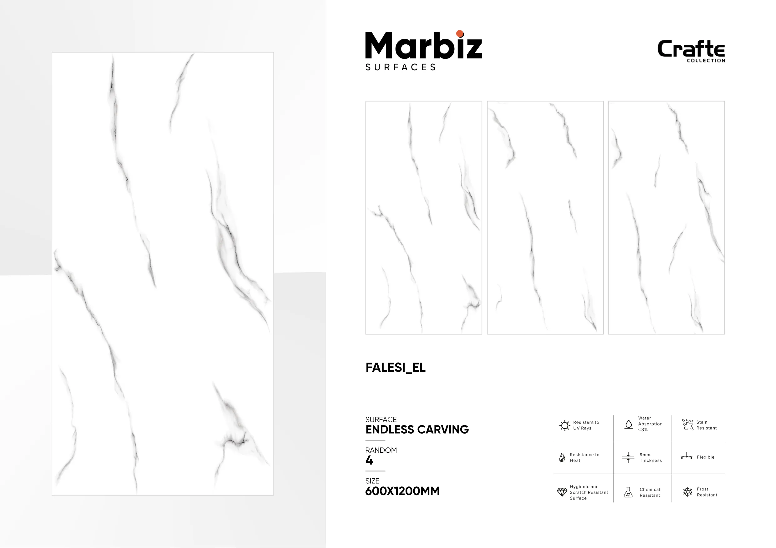 Crafte 600x1200mm White Endless - Design 44 - 600x1200mm Endless