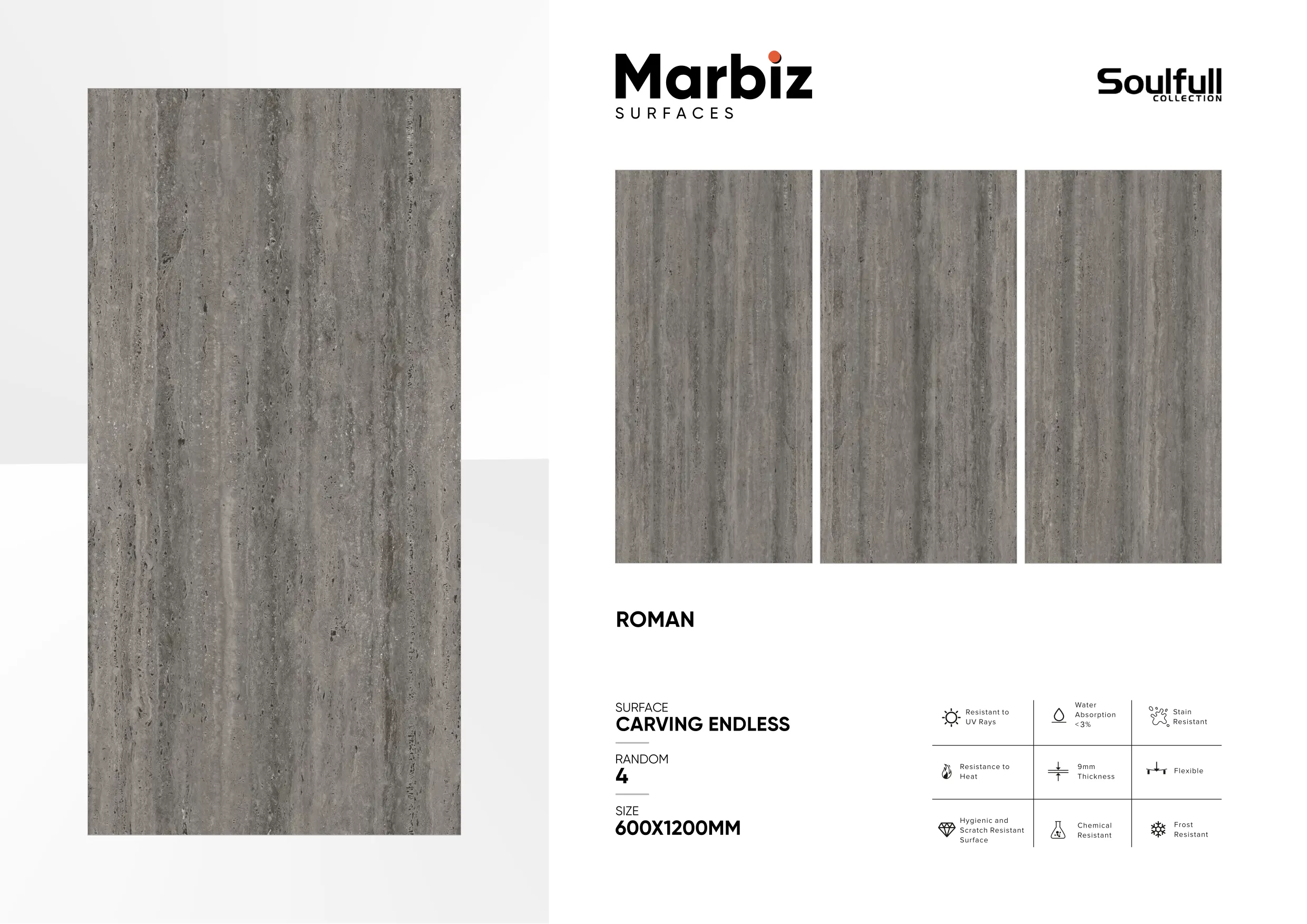 Soulfull 600x1200mm Carving Endless - Design 154 - 600x1200mm Carving