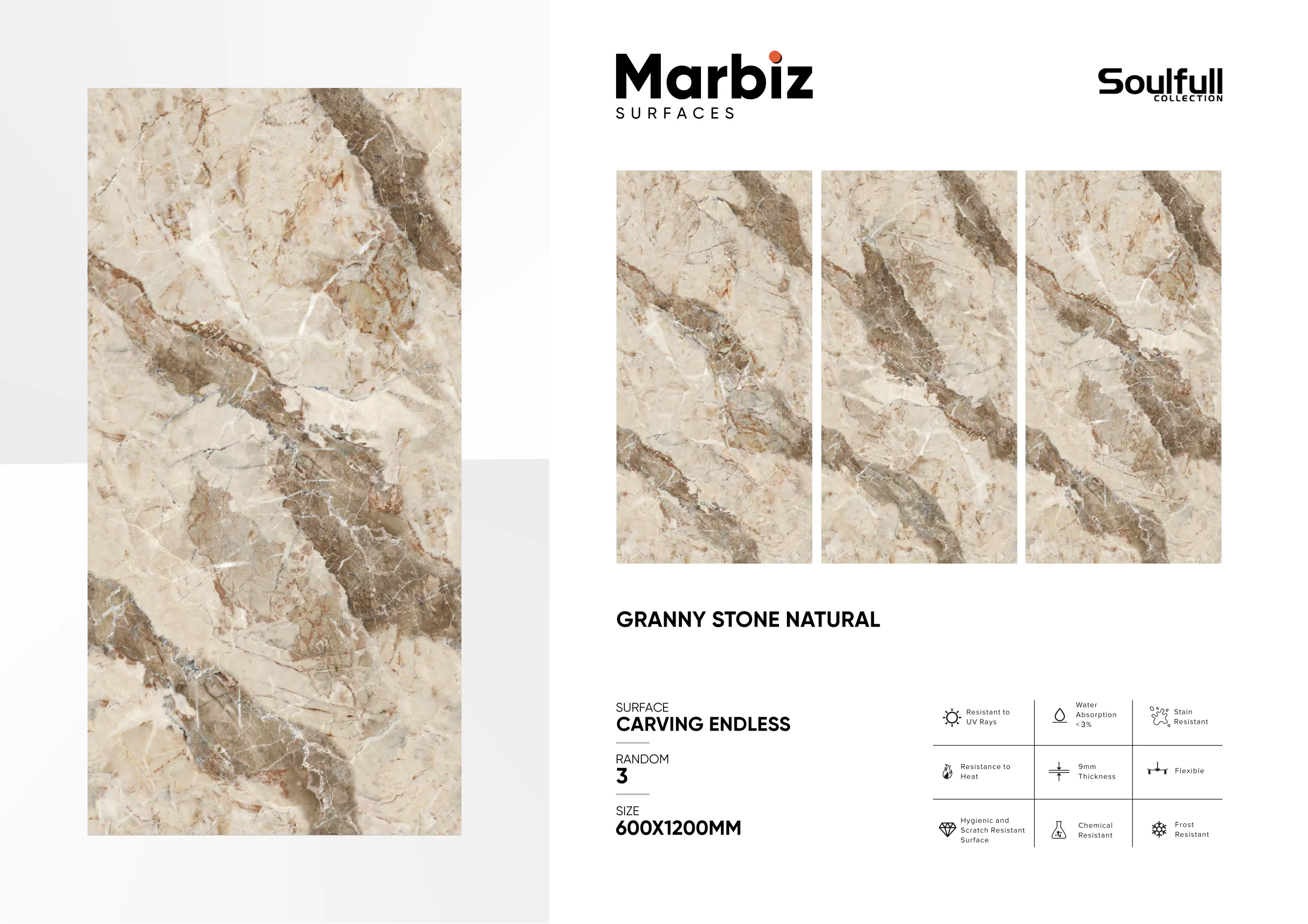 Soulfull 600x1200mm Carving Endless - Design 238 - 600x1200mm Carving